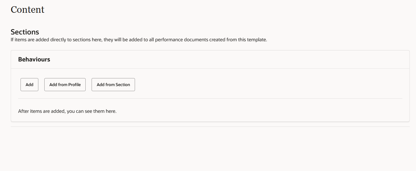 Creating new performance template and content section not working ...