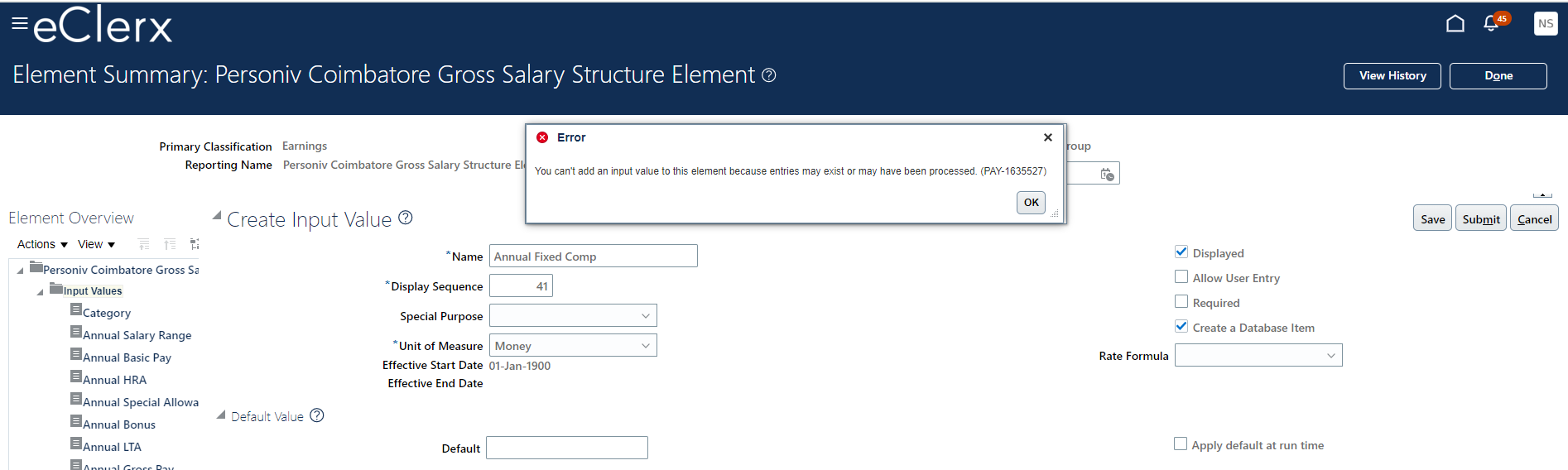 Getting error while adding the input values in the element — Cloud ...