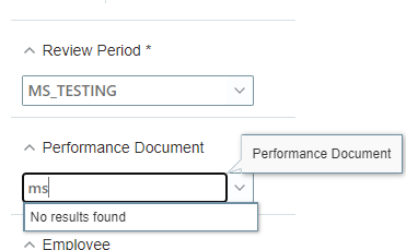 Cannot search for performance document — Cloud Customer Connect