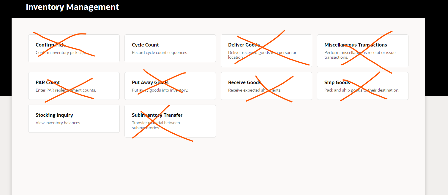 Is there a way to hide apps in the Inventory Mobile work area? — Cloud ...