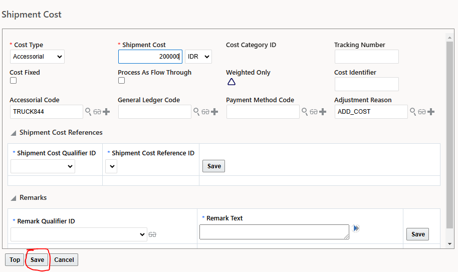 HOW TO CREATE AUDIT ACTION WHEN SAVE SHIPMENT COST — Cloud Customer Connect