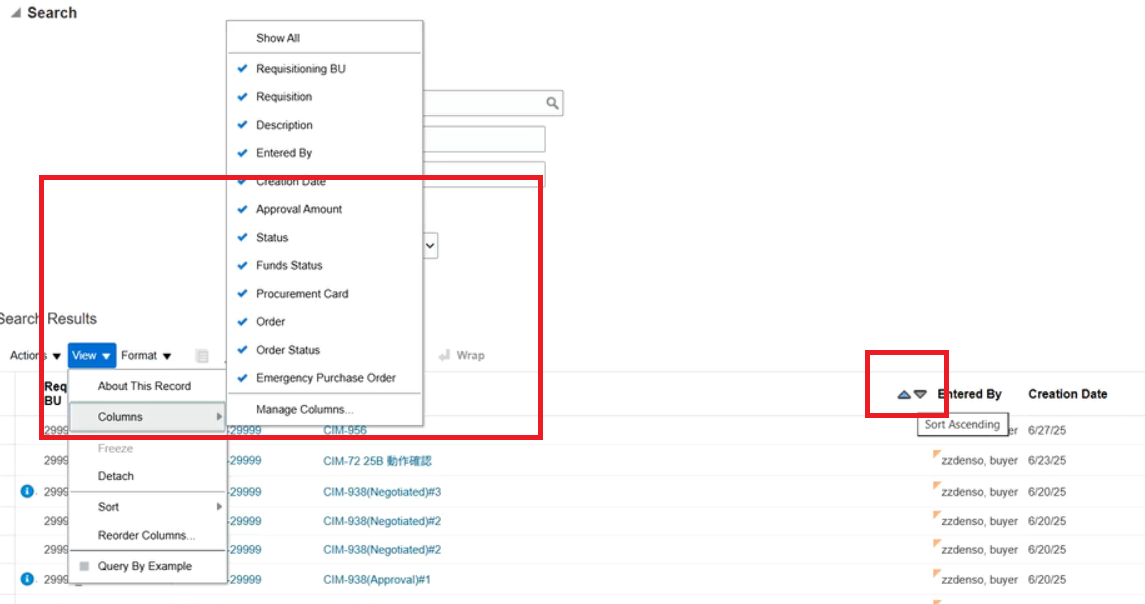 How do I add and sort items from My Requisitions? — Cloud Customer Connect