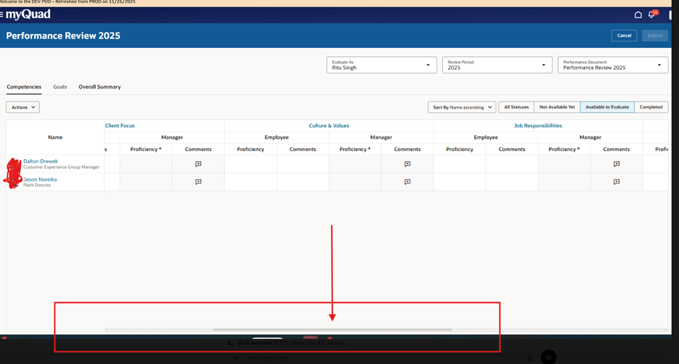 26A – Horizontal Scrollbar Missing in All-in-One Performance Evaluation ...
