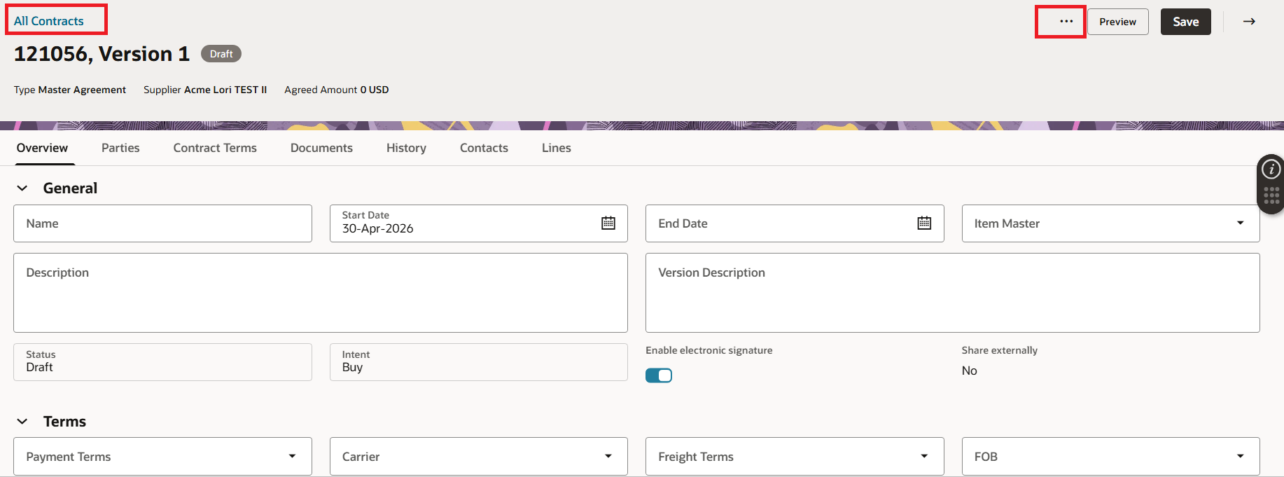 Redwood Contracts: Can the “More actions” (ellipsis) option be replaced ...