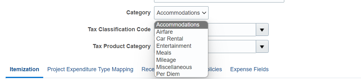 How to Create a new Expense Category — Cloud Customer Connect