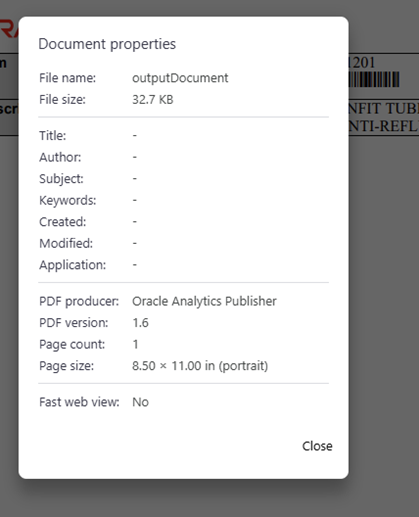 customize the dimensions of Print inventory labels output document ...