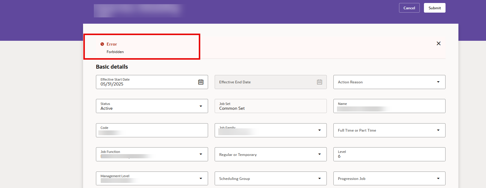 Redwood Jobs page Forbidden error when updating a grade — Cloud ...