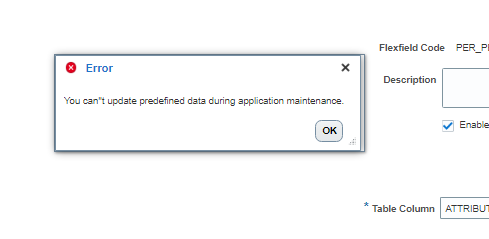 I am unable to create DFF — Cloud Customer Connect