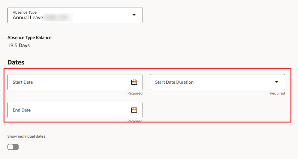Ess Displays ESS Absence entry page displays Start time instead of Start duration ...