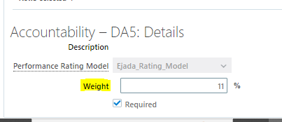 Competency weights in performance template — Cloud Customer Connect