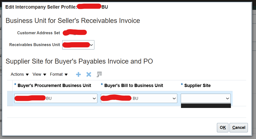 supplier site is not showing for a particular BU — Cloud Customer Connect