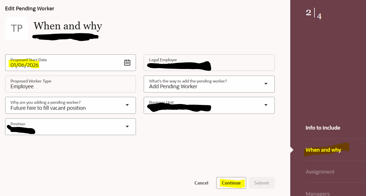 Recruiters are not able to edit a pending worker if not reporting to ...