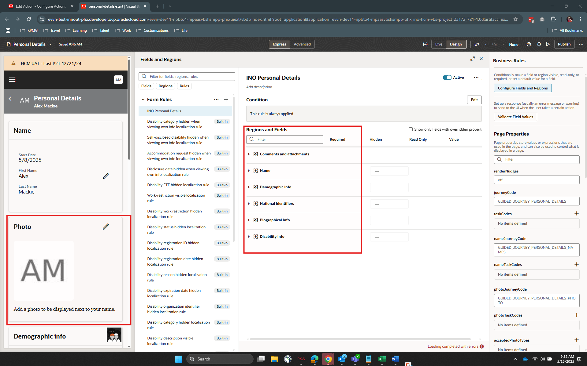 Redwood Personal Details - Hide Photo Region — Cloud Customer Connect