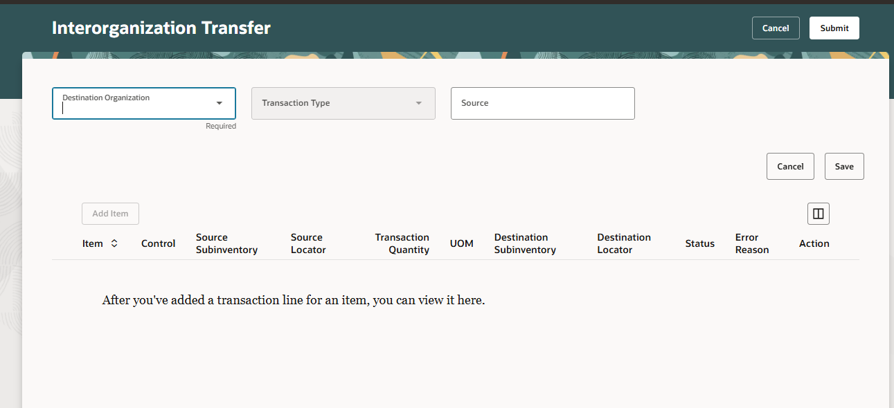 Destination is showing not data in manage Interorganizational transfer ...