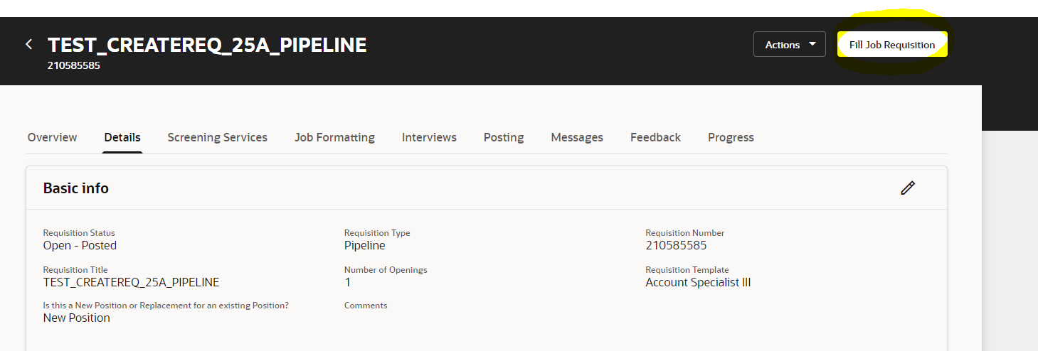 Ability to customize Fill Job requisition Button in Redwood Job Req ...