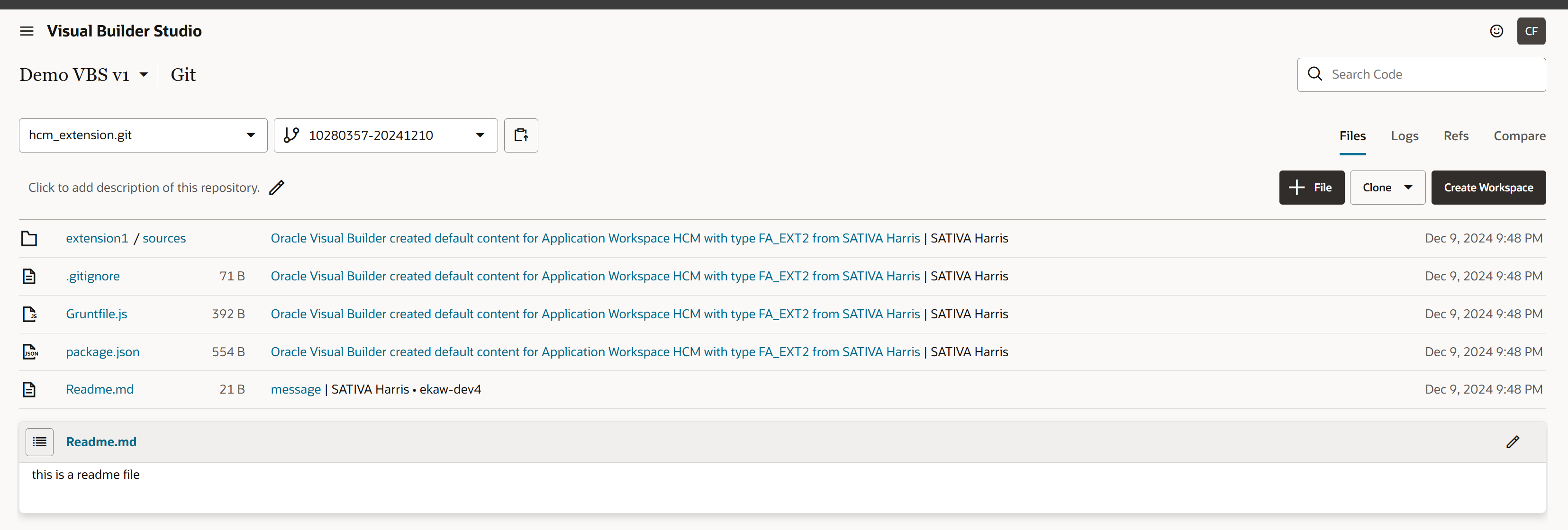New VBS project missing Git files — Cloud Customer Connect
