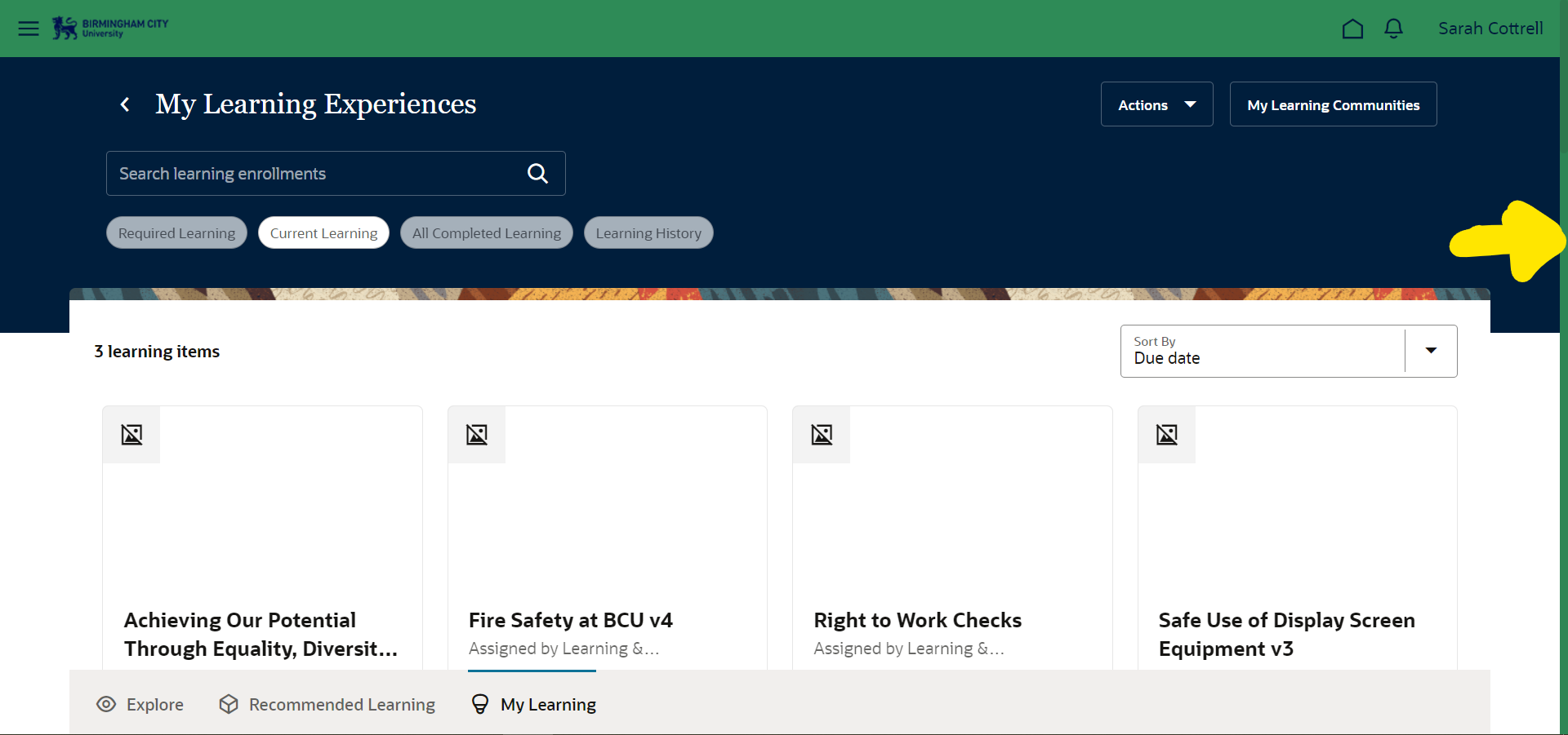 New Learner UI - page scroll bar is barely visible — Cloud Customer Connect