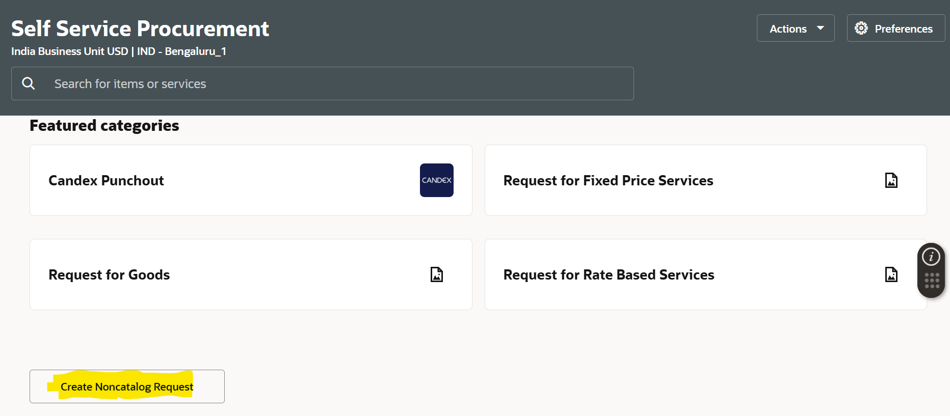 How to hide Non catalog request button in RSSP — Cloud Customer Connect