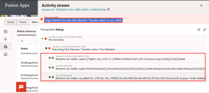 Getting error while enabling the checkbox from the dropdown while ...