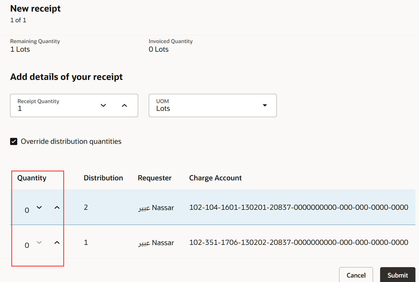 Override Distribution Quantities Feature - My Receipt (New) — Cloud ...