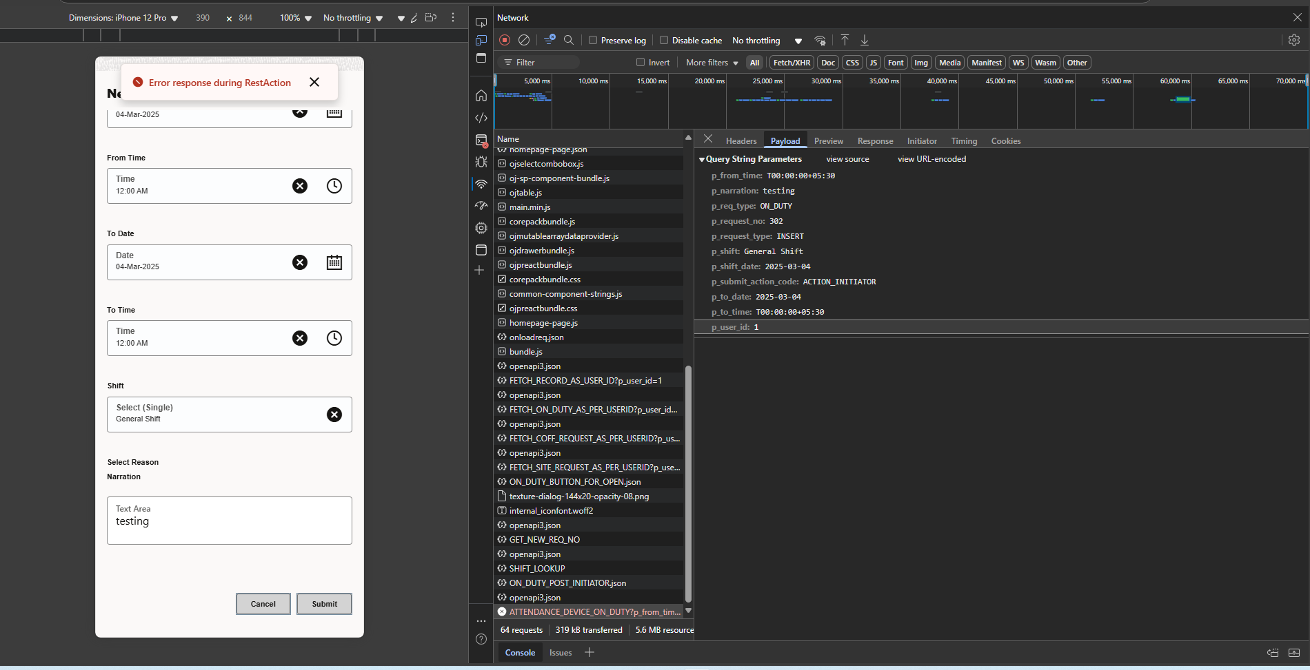 facing error while saving the time from oj-input-time component ...