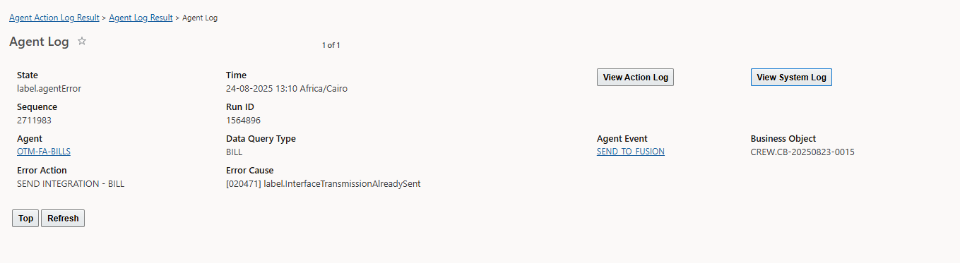 Sending integration agent error — Cloud Customer Connect