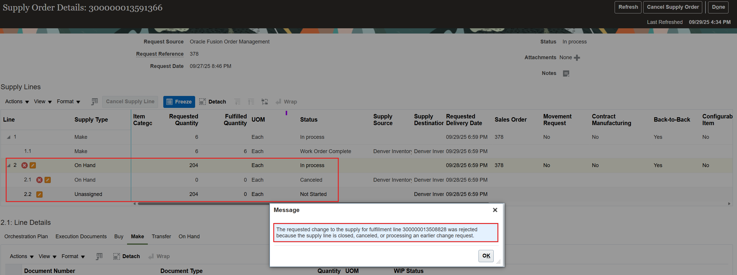 OM: Supply Order Error - Back-to-Back Make SO Flow — Cloud Customer Connect