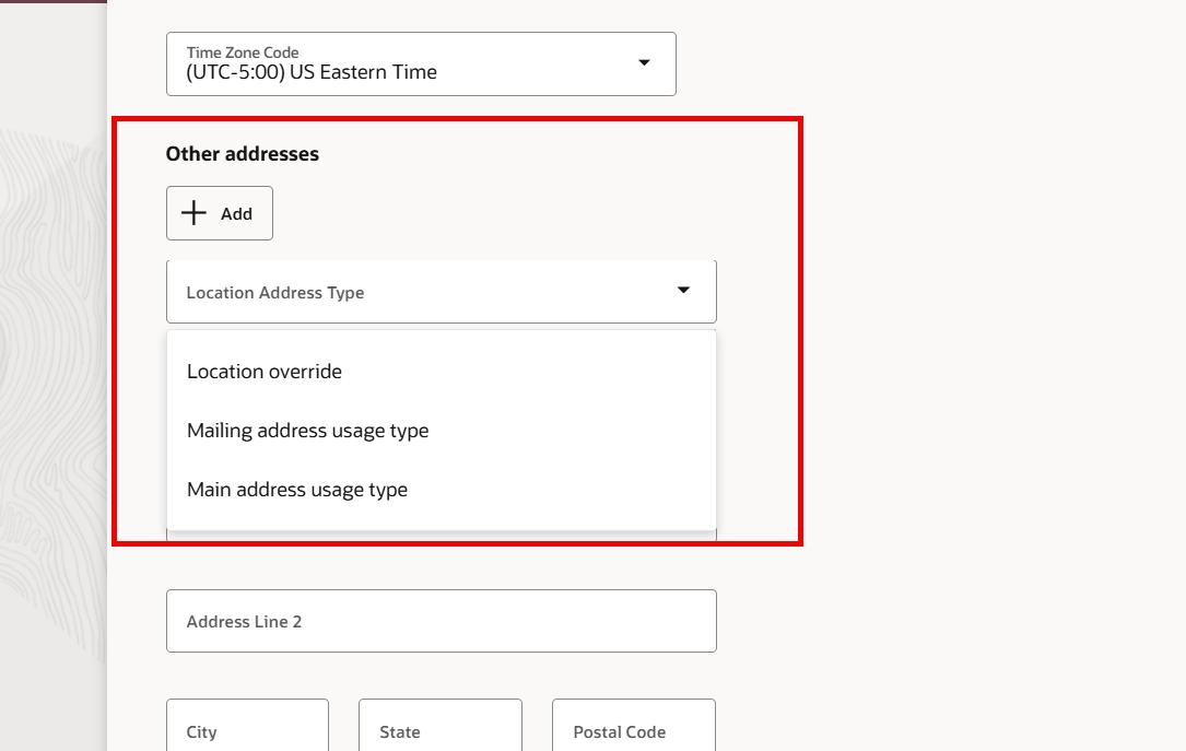 Lookup type for Other addresses Location Address Type — Cloud Customer ...