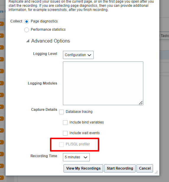 Query on PL SQL Profile while recording issue — Cloud Customer Connect