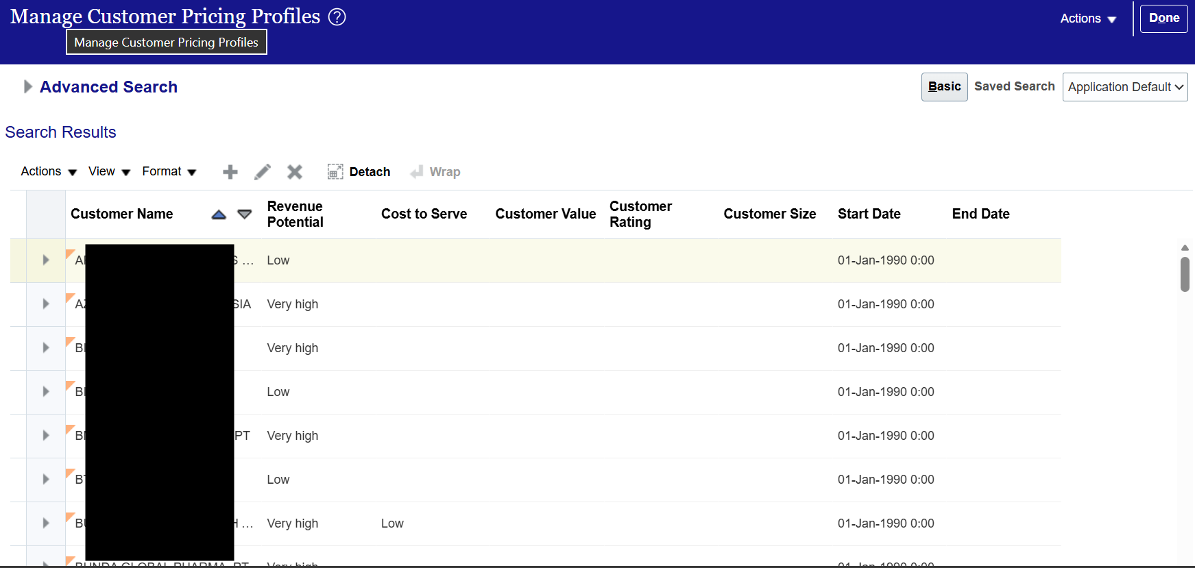 How to export data in Manage Customer Pricing Profiles — Cloud Customer ...