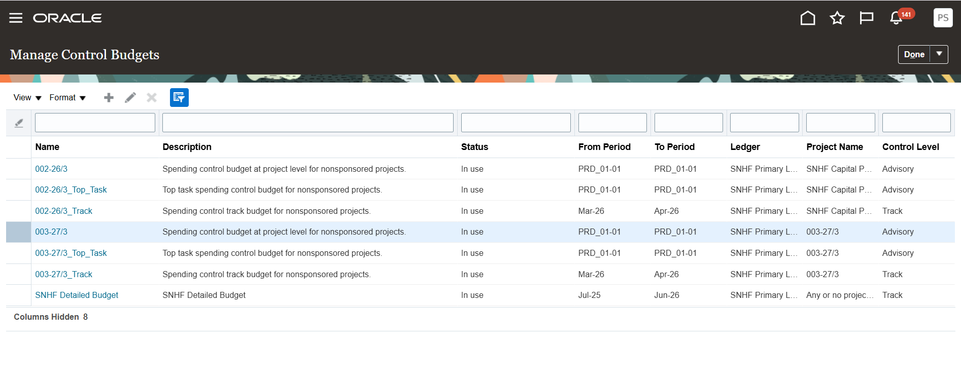 Project Budget Creates New Calendar and Multiple Control Budget ...