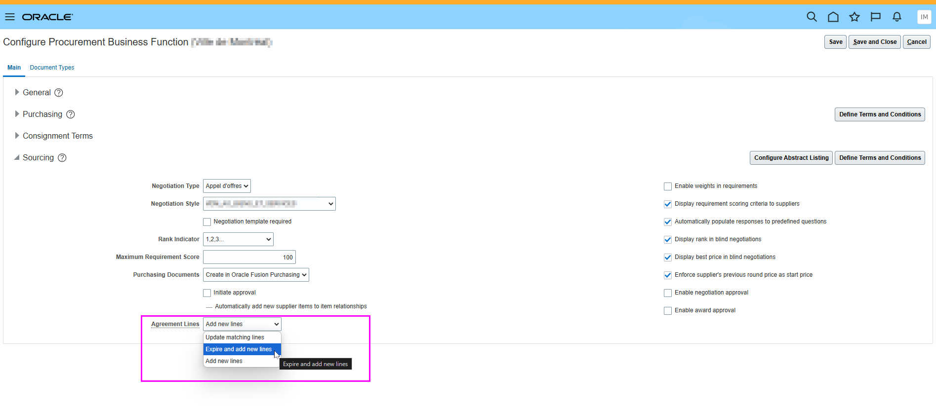 Configure Procurement Business Function - Agreement lines — Cloud ...