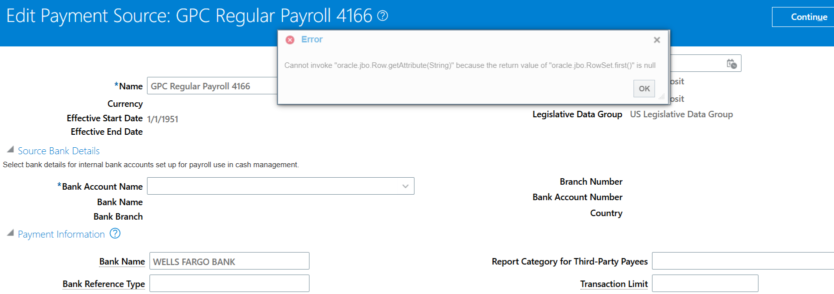 Organization Payment Method setup has an error. — Cloud Customer Connect