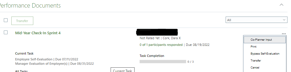 Disable Performance Document Actions — Cloud Customer Connect