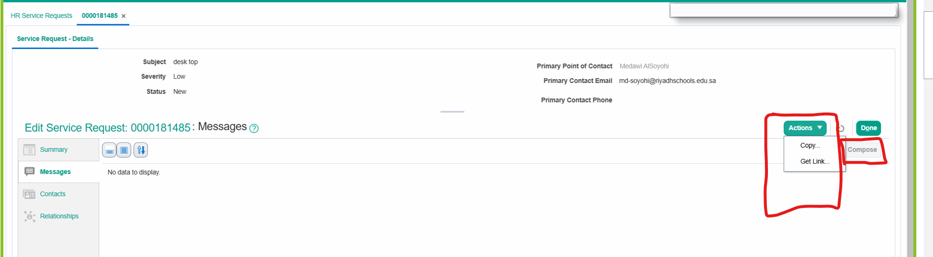 Action dropdown & Compose Button — Cloud Customer Connect