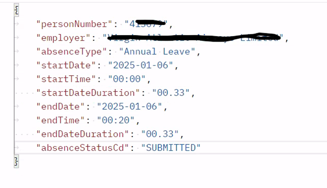 Absence entry creation via REST API when a resource exception is ...