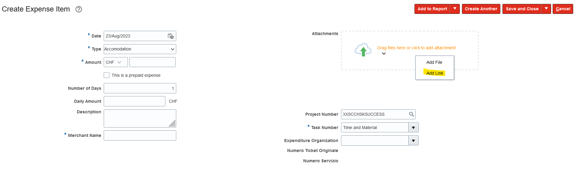 Remove Add Link from add attachment option — Cloud Customer Connect