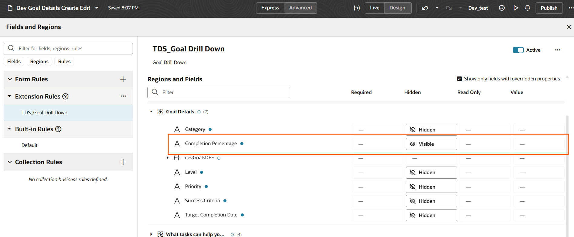 Redwood Completion Percentage is not Visible for Development Goal page ...
