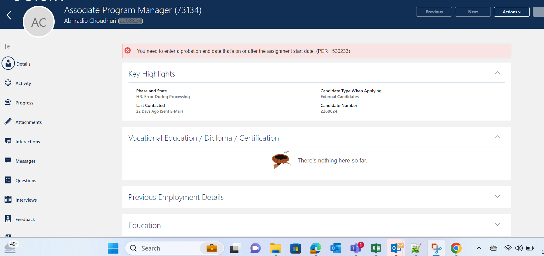 Workforce Management Error Message Getting below error in HR Error During Processing — Cloud Customer Connect