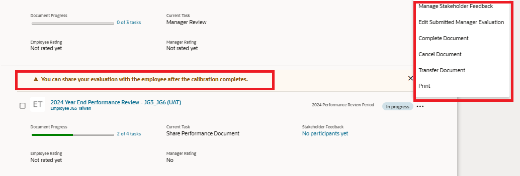 Lock Performance Document during callibration — Cloud Customer Connect