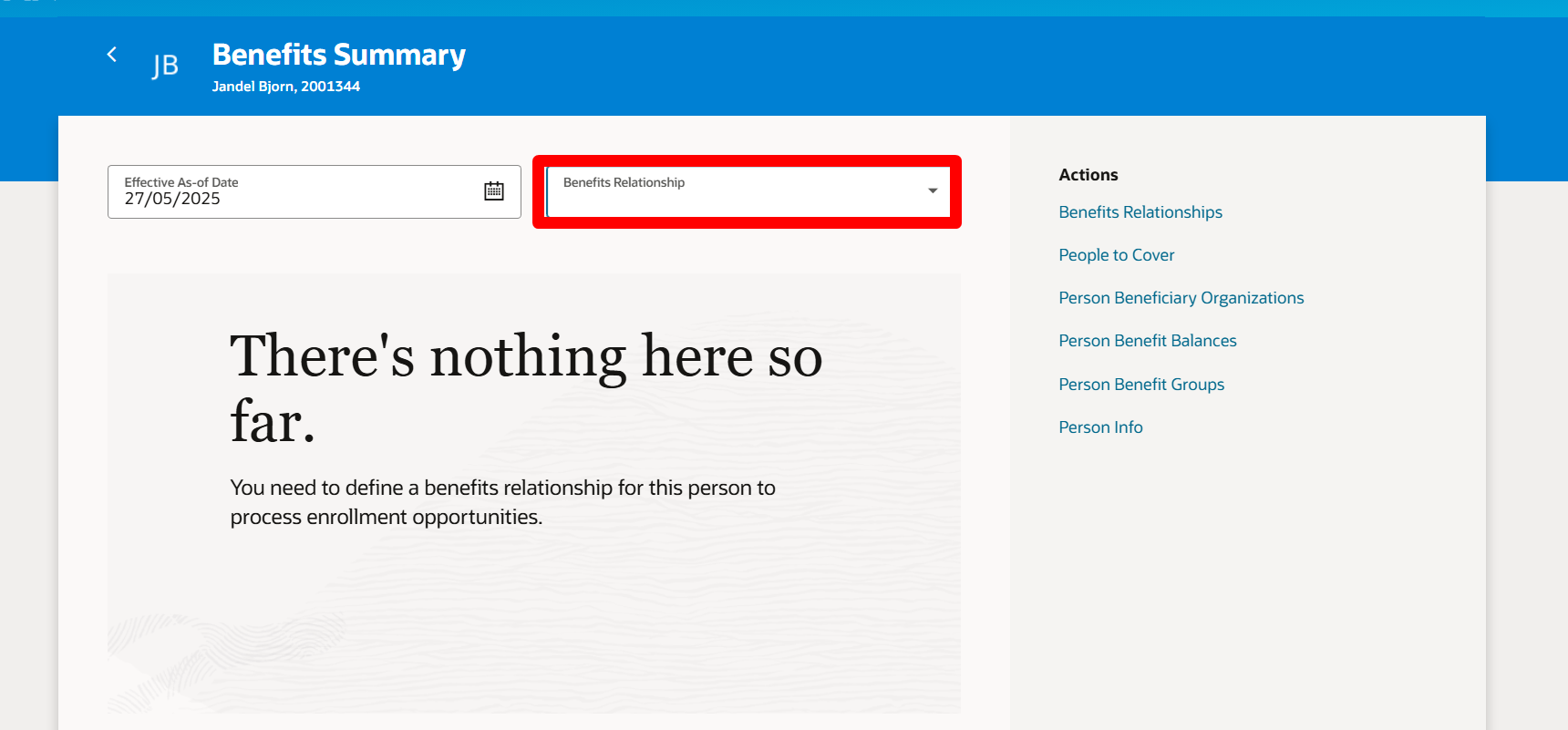 25A Admin cannot view employee benefits in Benefits Summary quick ...