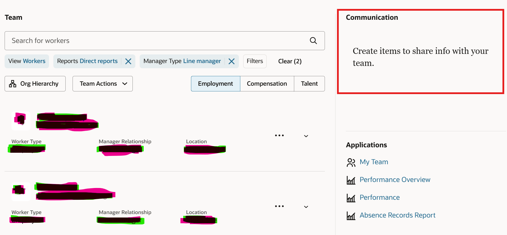 Hide Communication section on Team Activity Center under My Team tab ...