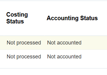 PO Costing not processing — Cloud Customer Connect