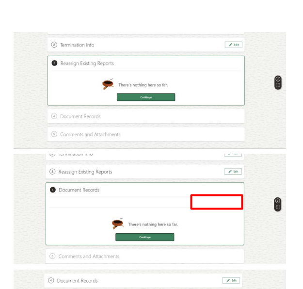 Add button is missing under document record section on terminate ...