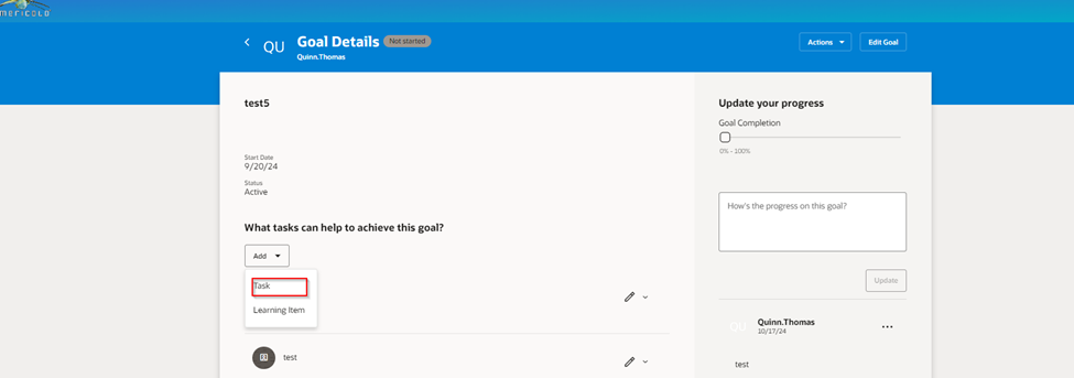 Redwood goals Disable all goal tasks except Learning — Cloud Customer ...
