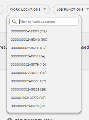 Codes in Work location filter on External Career Site — Cloud Customer ...