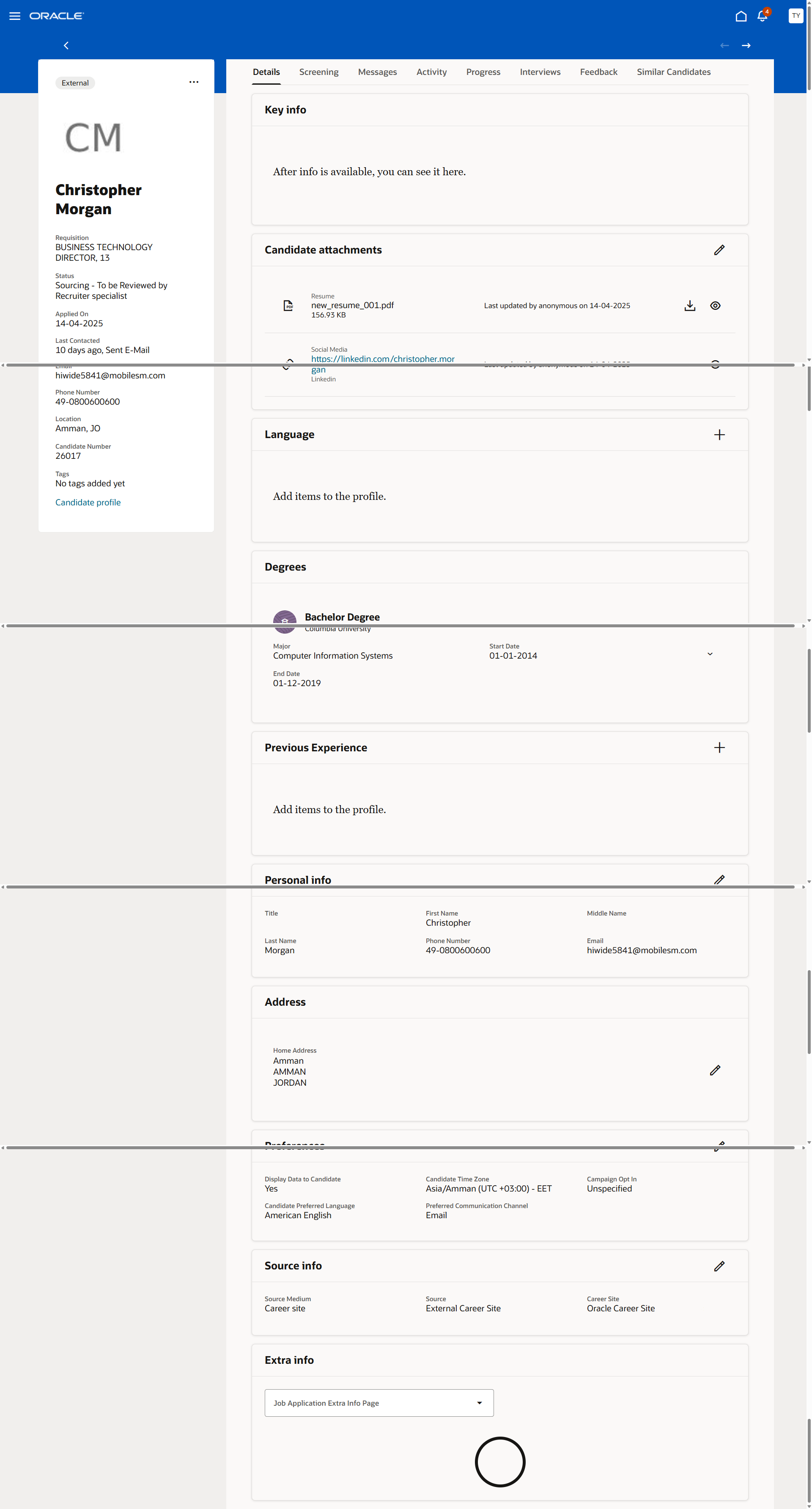 Extra Info tab not visible in candidate redwood page — Cloud Customer ...