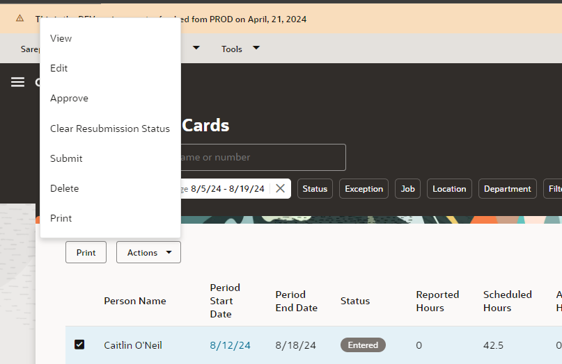 Removing "Edit, submit and delete from Redwood team time cards page ...