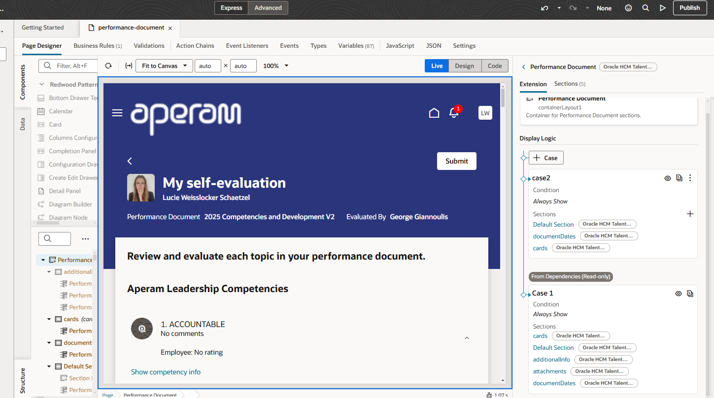 How to update Performance document in Visual builder? — Cloud Customer ...