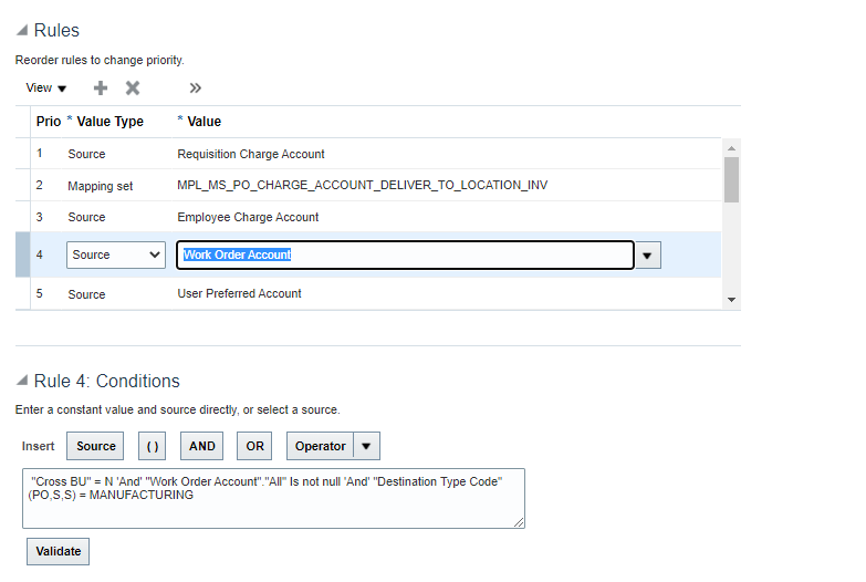 Work Order Account in Account Rule — Cloud Customer Connect